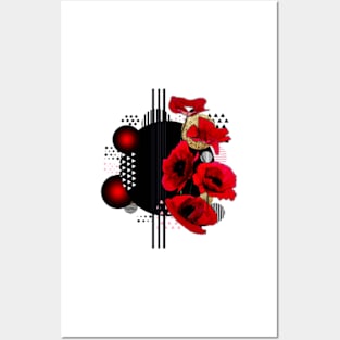 geometric poppies Posters and Art